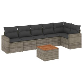 Maison exclusive - salon de jardin avec coussins 7 pcs gris résine tressée