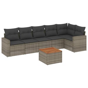 Maison exclusive - salon de jardin avec coussins 7 pcs gris résine tressée