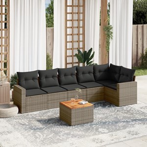 Maison exclusive - salon de jardin avec coussins 7 pcs gris résine tressée