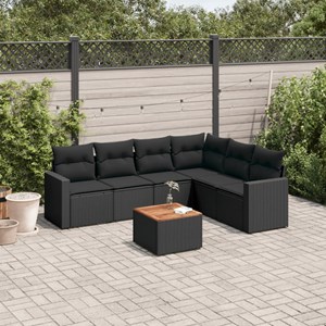 Maison exclusive - salon de jardin 7 pcs avec coussins noir résine tressée