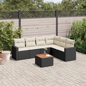 Maison exclusive - salon de jardin 7 pcs avec coussins noir résine tressée