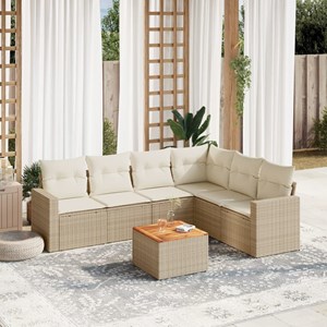 Maison exclusive - salon de jardin avec coussins 7 pcs beige résine tressée