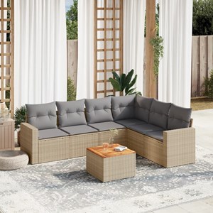 Maison exclusive - salon de jardin avec coussins 7 pcs beige résine tressée