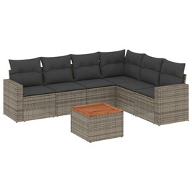 Maison exclusive - salon de jardin avec coussins 7 pcs gris résine tressée
