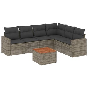 Maison exclusive - salon de jardin avec coussins 7 pcs gris résine tressée