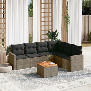 Maison exclusive - salon de jardin avec coussins 7 pcs gris résine tressée