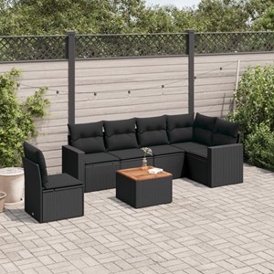 Maison exclusive - salon de jardin 7 pcs avec coussins noir résine tressée