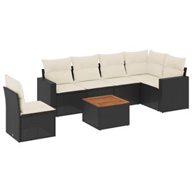 Maison exclusive - salon de jardin 7 pcs avec coussins noir résine tressée