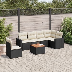 Maison exclusive - salon de jardin 7 pcs avec coussins noir résine tressée