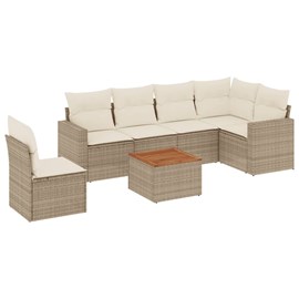 Maison exclusive - salon de jardin avec coussins 7 pcs beige résine tressée