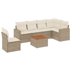 Maison exclusive - salon de jardin avec coussins 7 pcs beige résine tressée