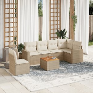 Maison exclusive - salon de jardin avec coussins 7 pcs beige résine tressée