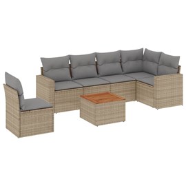 Maison exclusive - salon de jardin avec coussins 7 pcs beige résine tressée