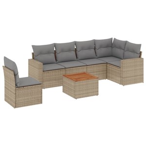 Maison exclusive - salon de jardin avec coussins 7 pcs beige résine tressée
