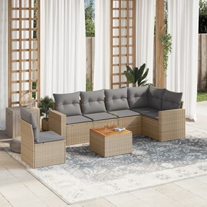 Maison exclusive - salon de jardin avec coussins 7 pcs beige résine tressée