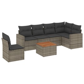 Maison exclusive - salon de jardin avec coussins 7 pcs gris résine tressée