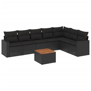 Maison exclusive - salon de jardin 8 pcs avec coussins noir résine tressée