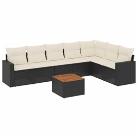Maison exclusive - salon de jardin 8 pcs avec coussins noir résine tressée