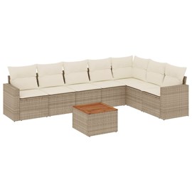 Maison exclusive - salon de jardin avec coussins 8 pcs beige résine tressée