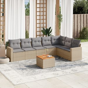 Maison exclusive - salon de jardin avec coussins 8 pcs beige résine tressée