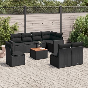 Maison exclusive - salon de jardin 9 pcs avec coussins noir résine tressée