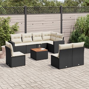 Maison exclusive - salon de jardin 9 pcs avec coussins noir résine tressée