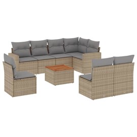 Maison exclusive - salon de jardin avec coussins 9 pcs beige résine tressée