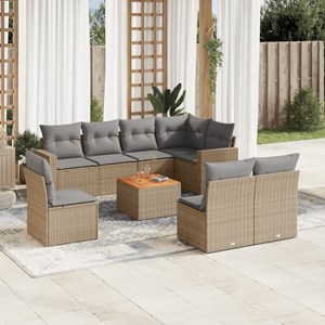 Maison exclusive - salon de jardin avec coussins 9 pcs beige résine tressée