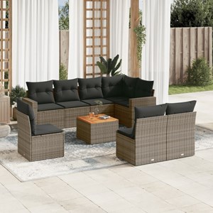 Maison exclusive - salon de jardin 9 pcs avec coussins gris résine tressée