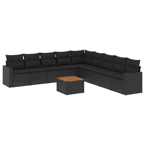 Maison exclusive - salon de jardin 10 pcs avec coussins noir résine tressée