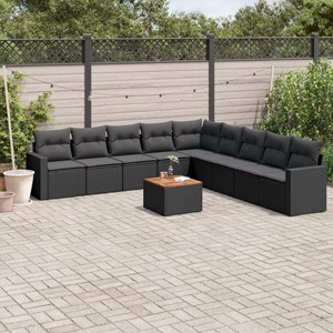 Maison exclusive - salon de jardin 10 pcs avec coussins noir résine tressée