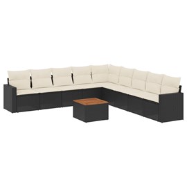 Maison exclusive - salon de jardin 10 pcs avec coussins noir résine tressée