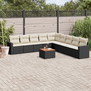 Maison exclusive - salon de jardin 10 pcs avec coussins noir résine tressée