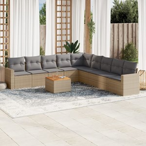 Maison exclusive - salon de jardin avec coussins 10 pcs beige résine tressée