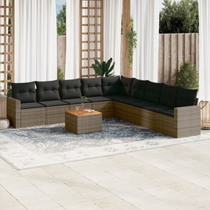 Maison exclusive - salon de jardin avec coussins 10 pcs gris résine tressée