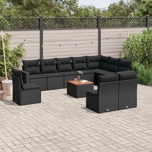 Maison exclusive - salon de jardin 11 pcs avec coussins noir résine tressée