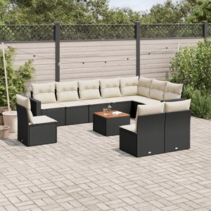 Maison exclusive - salon de jardin 11 pcs avec coussins noir résine tressée