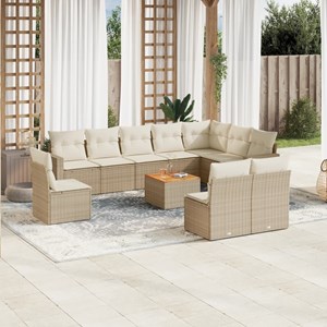 Maison exclusive - salon de jardin 11 pcs avec coussins beige résine tressée