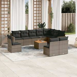 Maison exclusive - salon de jardin 11 pcs avec coussins gris résine tressée