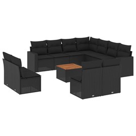 Maison exclusive - salon de jardin 12 pcs avec coussins noir résine tressée