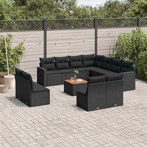 Maison exclusive - salon de jardin 12 pcs avec coussins noir résine tressée