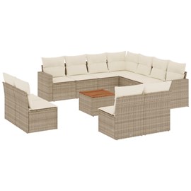 Maison exclusive - salon de jardin avec coussins 12 pcs beige résine tressée