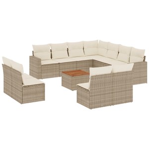Maison exclusive - salon de jardin avec coussins 12 pcs beige résine tressée