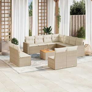 Maison exclusive - salon de jardin avec coussins 12 pcs beige résine tressée