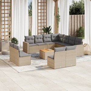 Maison exclusive - salon de jardin avec coussins 12 pcs beige résine tressée