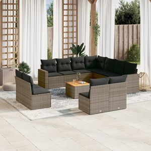 Maison exclusive - salon de jardin avec coussins 12 pcs gris résine tressée