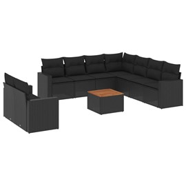 Maison exclusive - salon de jardin 10 pcs avec coussins noir résine tressée