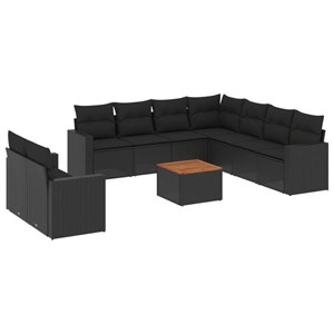 Maison exclusive - salon de jardin 10 pcs avec coussins noir résine tressée