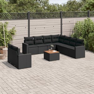 Maison exclusive - salon de jardin 10 pcs avec coussins noir résine tressée