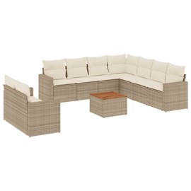 Maison exclusive - salon de jardin avec coussins 10 pcs beige résine tressée
